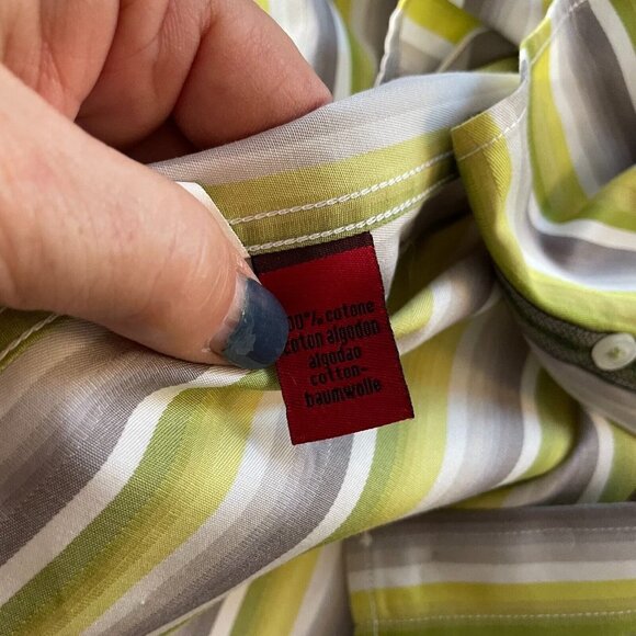 Luchiano Visconti Teen Two Ply Mercerized Cotton Button-Up Shirt Striped Size 16 - Picture 9 of 9